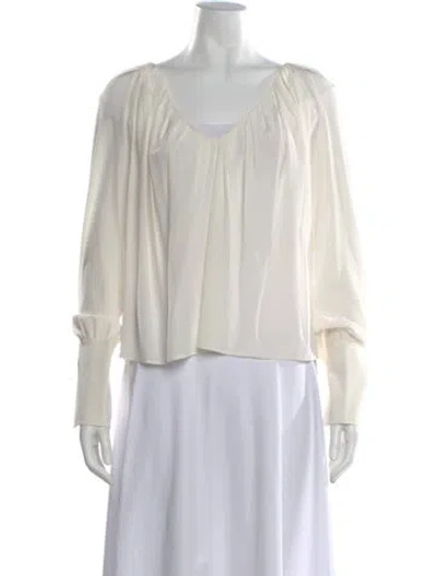 Pre-owned A.l.c Silk V-neck Blouse In Neutral