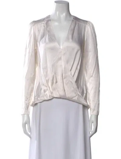 Pre-owned A.l.c Silk V-neck Blouse In Neutral