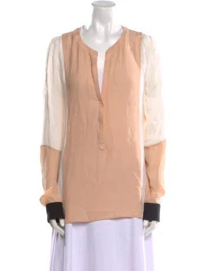 Pre-owned A.l.c Silk V-neck Blouse In Orange