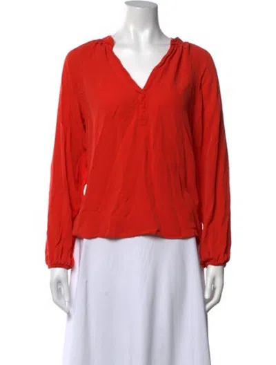 Pre-owned A.l.c Silk V-neck Blouse In Orange