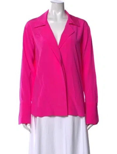 Pre-owned A.l.c Silk V-neck Blouse In Pink
