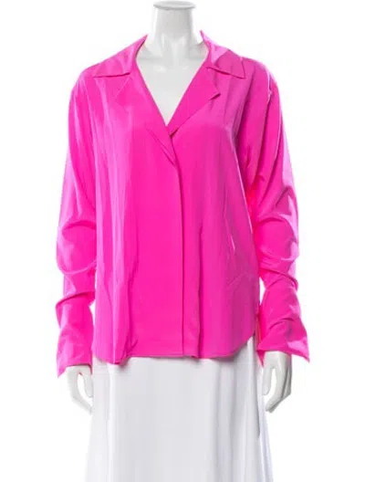 Pre-owned A.l.c Silk V-neck Blouse In Pink