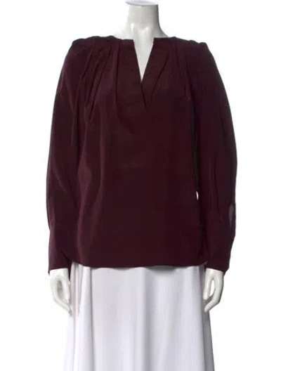 Pre-owned A.l.c Silk V-neck Blouse In Purple