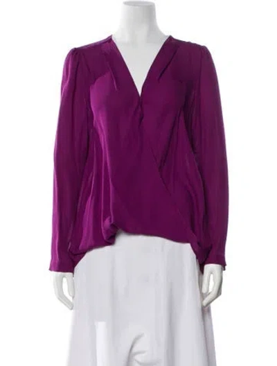 Pre-owned A.l.c Silk V-neck Blouse In Purple