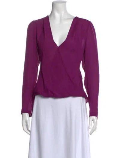 Pre-owned A.l.c Silk V-neck Blouse In Purple