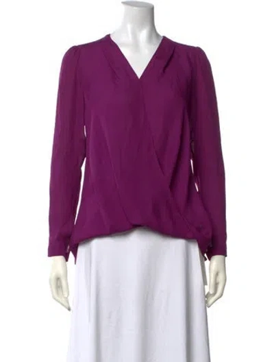 Pre-owned A.l.c Silk V-neck Blouse In Purple