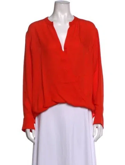 Pre-owned A.l.c Silk V-neck Blouse In Red
