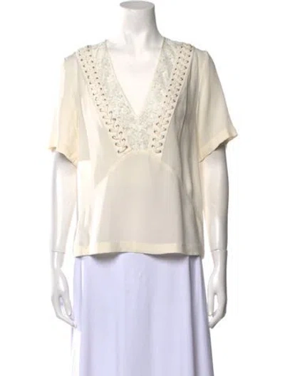 Pre-owned A.l.c Silk V-neck Blouse W/ Tags In Neutral