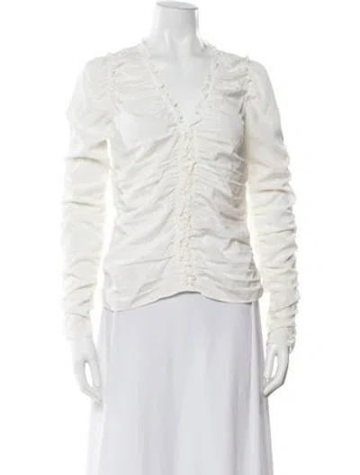Pre-owned A.l.c Silk V-neck Blouse W/ Tags In Neutral