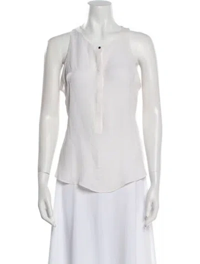 Pre-owned A.l.c Silk V-neck Blouse In White