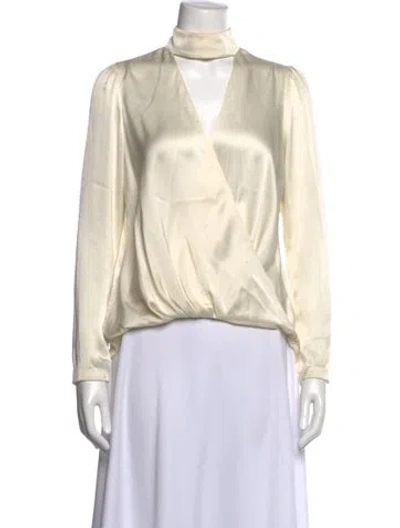 Pre-owned A.l.c Silk V-neck Blouse In White