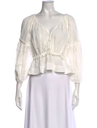 Pre-owned A.l.c Silk V-neck Blouse In White