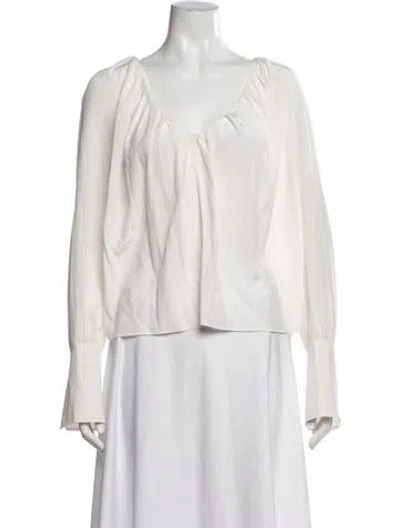 Pre-owned A.l.c Silk V-neck Blouse In White