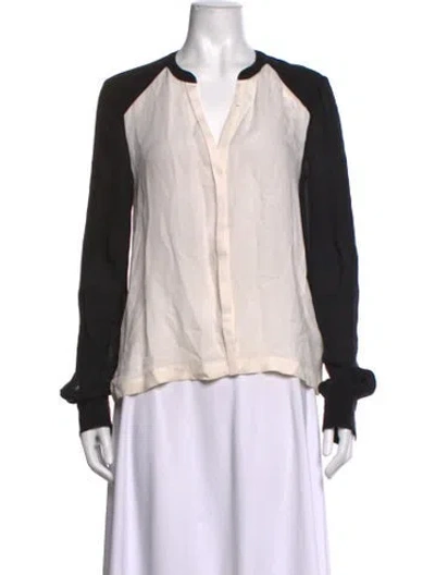 Pre-owned A.l.c Silk V-neck Blouse In White