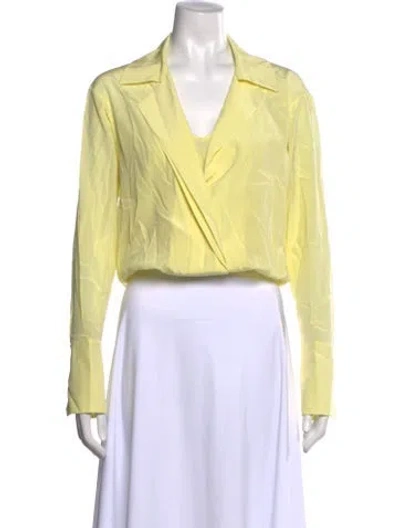 Pre-owned A.l.c Silk V-neck Blouse In Yellow