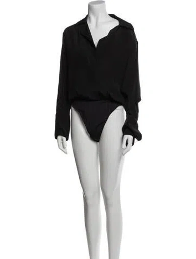 Pre-owned A.l.c Silk V-neck Bodysuit In Black