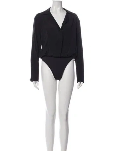 Pre-owned A.l.c Silk V-neck Bodysuit In Black