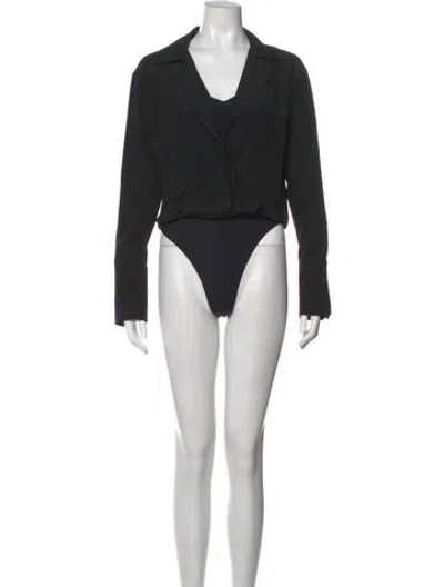 Pre-owned A.l.c Silk V-neck Bodysuit In Black