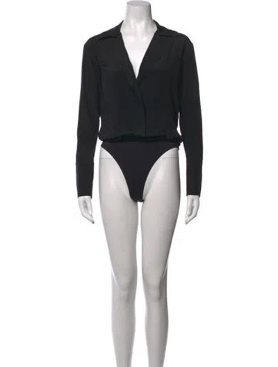 Pre-owned A.l.c Silk V-neck Bodysuit In Black