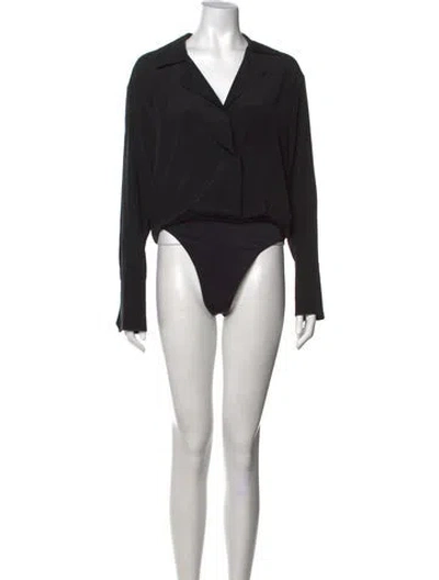 Pre-owned A.l.c Silk V-neck Bodysuit In Black