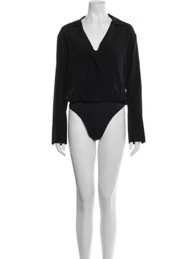 Pre-owned A.l.c Silk V-neck Bodysuit In Black