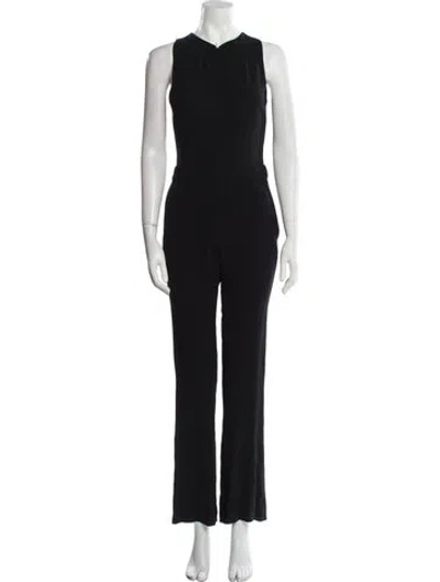 Pre-owned A.l.c Silk V-neck Jumpsuit In Black