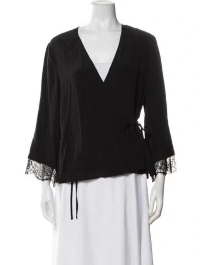 Pre-owned A.l.c Silk V-neck Top In Black