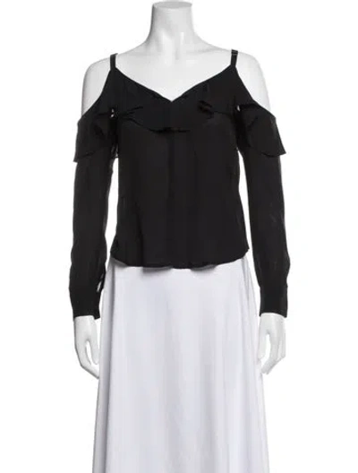 Pre-owned A.l.c Silk V-neck Top In Black
