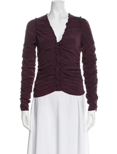 Pre-owned A.l.c Silk V-neck Top In Brown