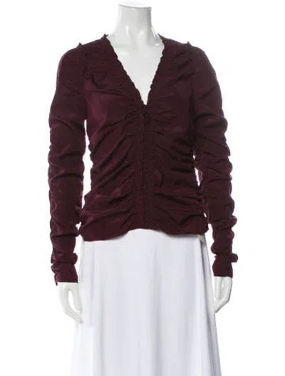 Pre-owned A.l.c Silk V-neck Top In Brown