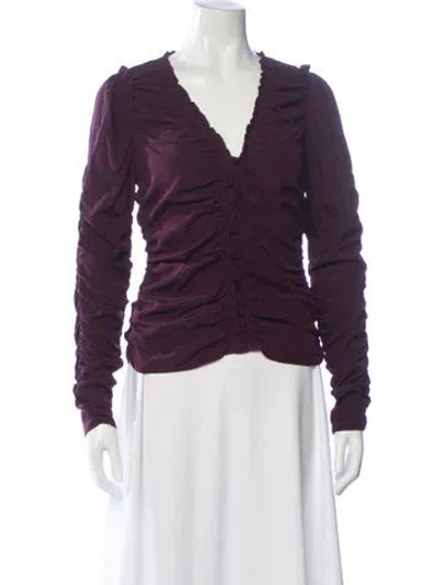 Pre-owned A.l.c Silk V-neck Top In Burgundy