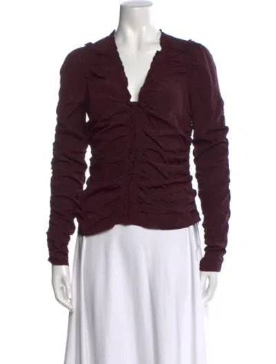 Pre-owned A.l.c Silk V-neck Top In Burgundy
