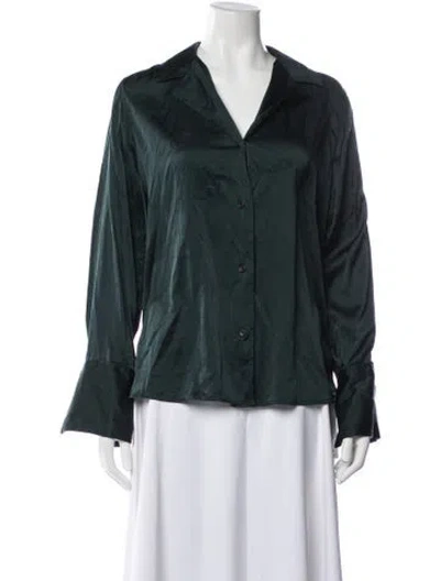 Pre-owned A.l.c Silk V-neck Top In Green