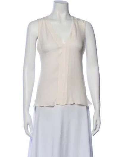 Pre-owned A.l.c Silk V-neck Top In Neutral