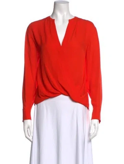 Pre-owned A.l.c Silk V-neck Top In Orange