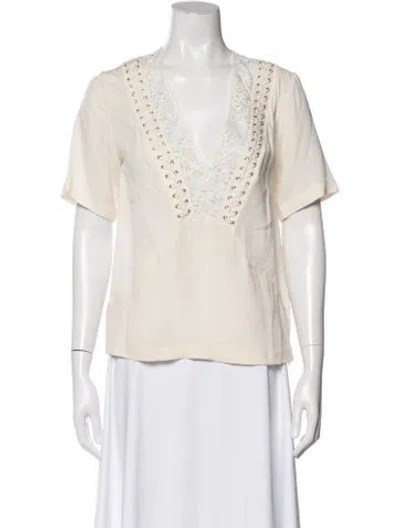 Pre-owned A.l.c Silk V-neck Top In White