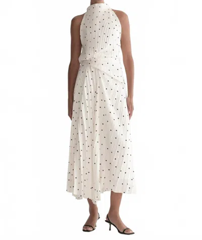 A.l.c Simona Pleated Midi Dress In Cream/black In White