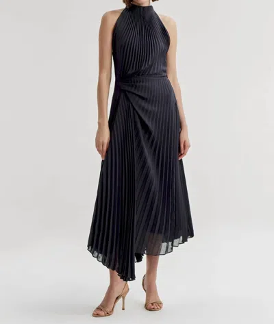 A.l.c Simona Pleated Midi Dress In Deep Navy In Black