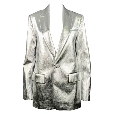 Pre-owned A.l.c . Size M Silver Viscose Blend Metallic Jacket Blazer