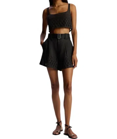 A.l.c Sky Eyelet Linen Top In Black