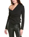 A.l.c Skyla Asymmetric Wrap Top In Black