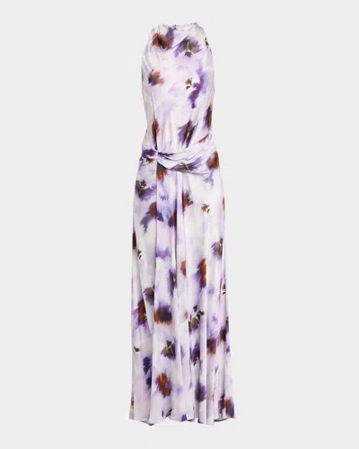 A.l.c Skylar Cowl-neck Blurred Floral Draped Gown