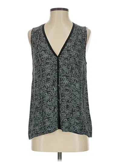 Pre-owned A.l.c Sleeveless Silk Top Blue Plunge Neckline Tops