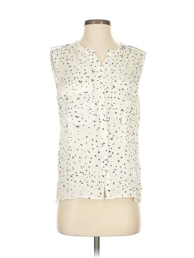 Pre-owned A.l.c Sleeveless Silk Top Ivory Collared Neckline Tops In White