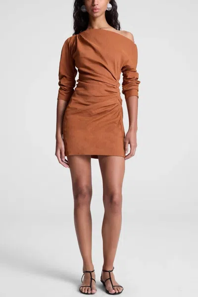 A.l.c Sona Linen Mini Dress In Red Rock In Brown