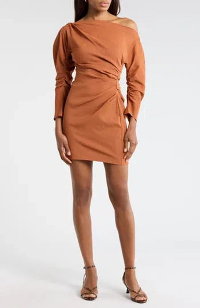 A.l.c . Sona Long Sleeve One-shoulder Dress In Brown