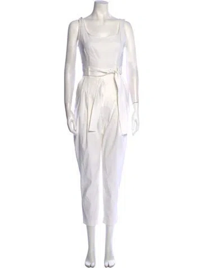 Pre-owned A.l.c Square Neckline Jumpsuit In White