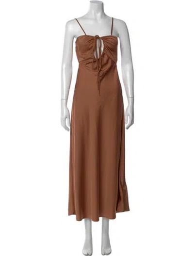 Pre-owned A.l.c Square Neckline Long Dress In Brown