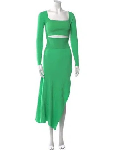 Pre-owned A.l.c Square Neckline Long Dress In Green
