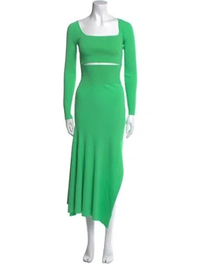 Pre-owned A.l.c Square Neckline Long Dress In Green